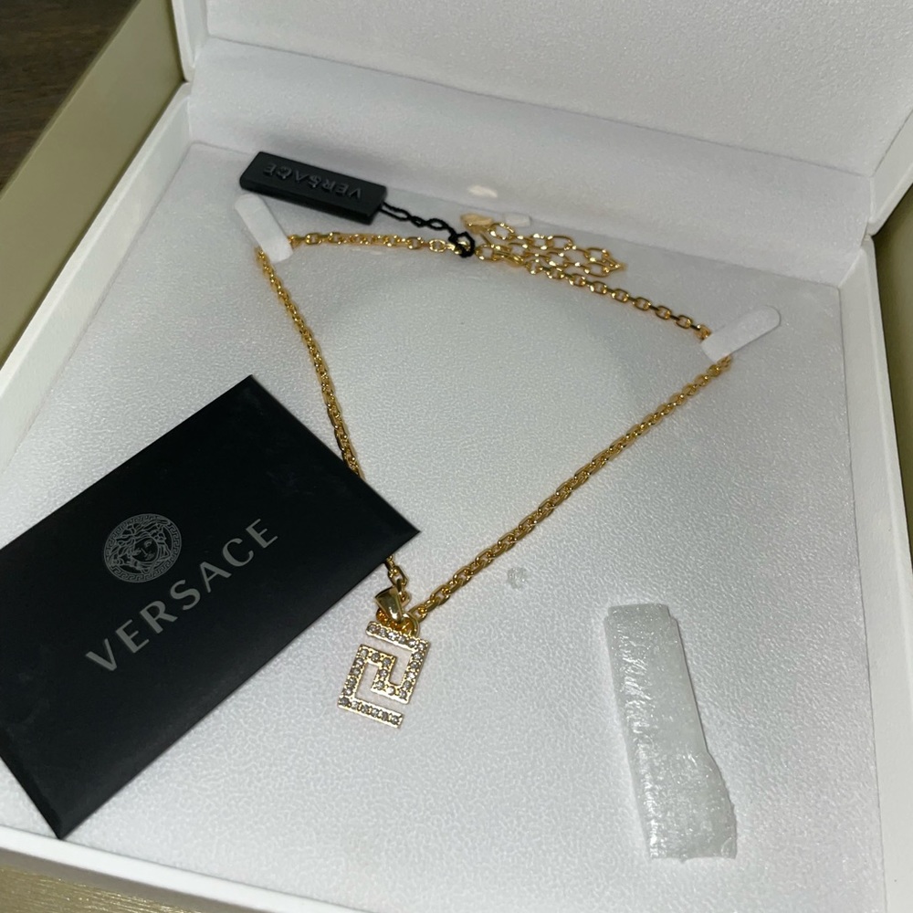 Versace Greca Swarovski Pendant Necklace